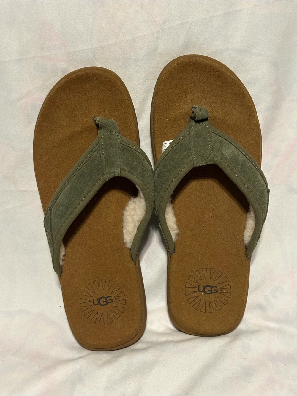 UGG Mens Seaside Green Shearling Flip Flop Sandals